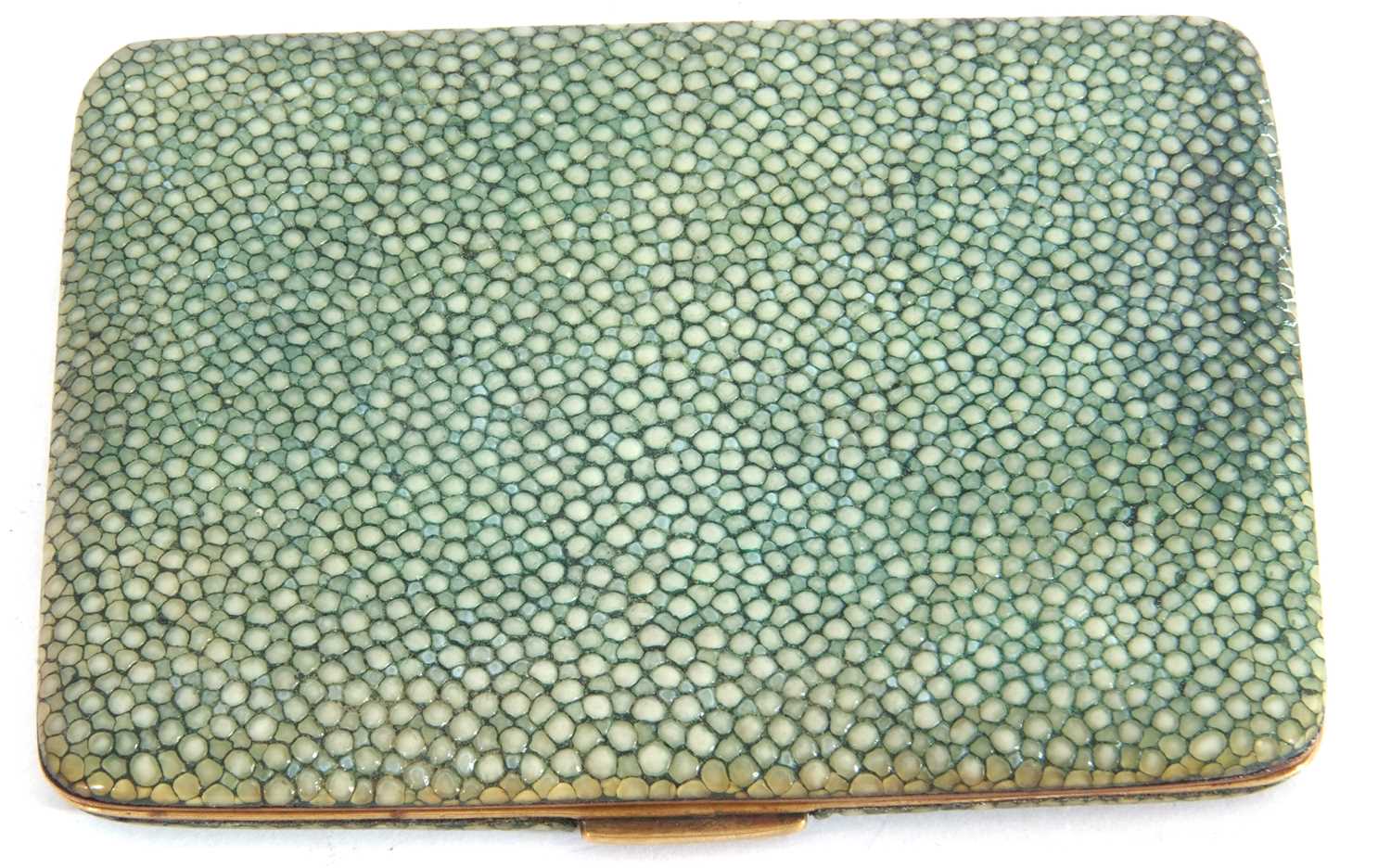 Antique shagreen and brass cigarette case, 11 x 8.5cm - Image 3 of 4