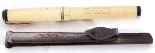 Mixed Lot: Mabey Todd & Co Ltd 'Swan' self-filler fountain pen, cream coloured barrel and screw on