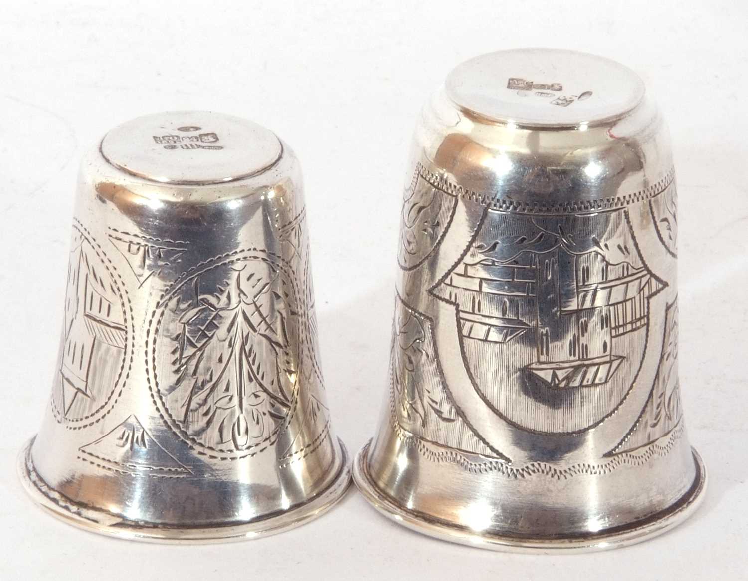 Mixed Lot: two Russian silver vodka cups, fully marked and dated 1875 and 1893, together with a - Image 4 of 5