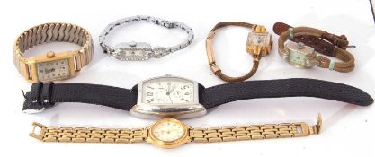 Mixed lot of a single gents Philip wrist watch, late 20th century, together with five assorted