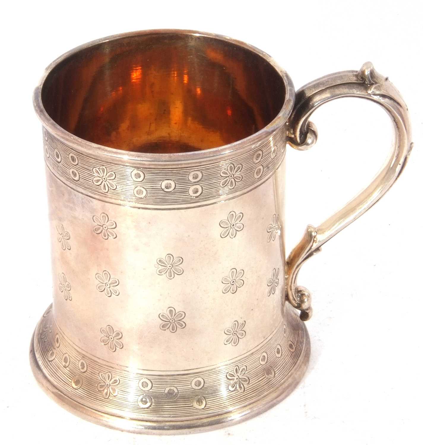 Cased Victorian silver four-piece christening set comprising a mug, makers mark John Samuel Hunt, - Image 9 of 12