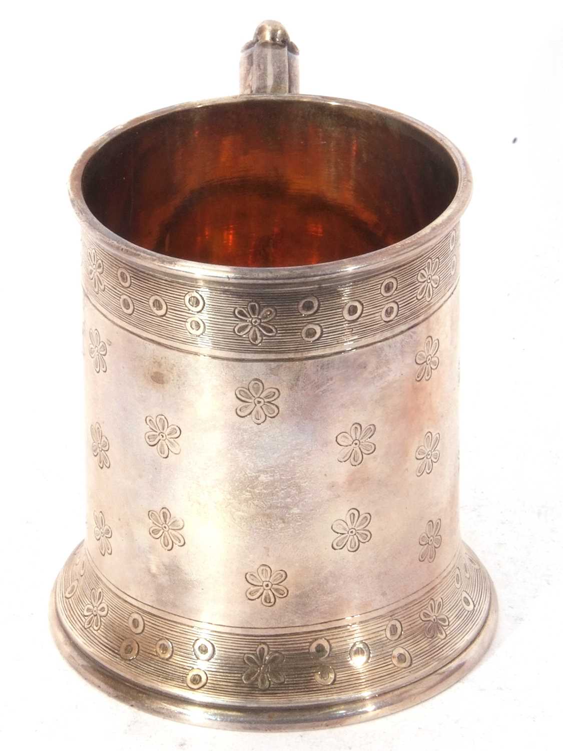 Cased Victorian silver four-piece christening set comprising a mug, makers mark John Samuel Hunt, - Image 11 of 12