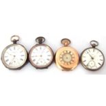 Mixed Lot: a gents gold plated cased half hunter pocket watch with button wind, the outer case