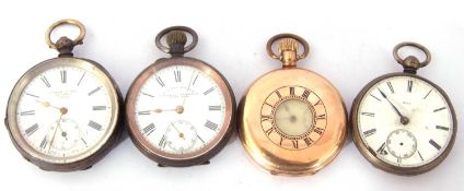 Mixed Lot: a gents gold plated cased half hunter pocket watch with button wind, the outer case