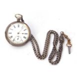 Gents last quarter of the 19th century silver cased pocket watch with key wind, blued steel hands to