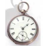 Last quarter of 19th century hallmarked silver cased pocket watch, blued steel hands to a white