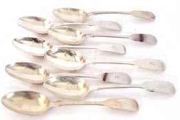 Mixed Lot: four Victorian silver Fiddle pattern dessert spoons, London 1876, Thomas Smily,