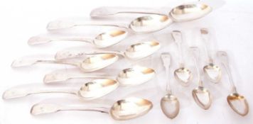 Mixed Lot: pair of Victorian Fiddle pattern serving spoons, London 1871, Chawner & Co, a set of