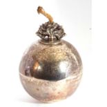 George V spherical 'grenade' table lighter with push in flame finial, London 1912, makers mark