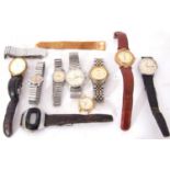 Mixed Lot of five gents and four ladies assorted late 20th century wrist watches including a gents