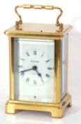 Late 20th century brass and glass cased carriage clock by Bayard with 8-day mechanical movement,