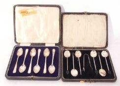 Mixed Lot: cased set of six silver tea spoons, Sheffield 1922, James Deakin & Son, together with a