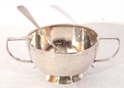 Mixed Lot: silver twin handled bowl, Birmingham 1902, marks rubbed, together with a silver tea