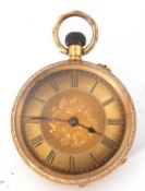 Ladies last quarter of 19th/first quarter of 20th century 18K gold cased fob watch with blued