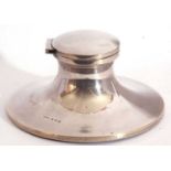 George VI silver capstan inkwell of typical plain polished form, with hinged lid (no inkwell),