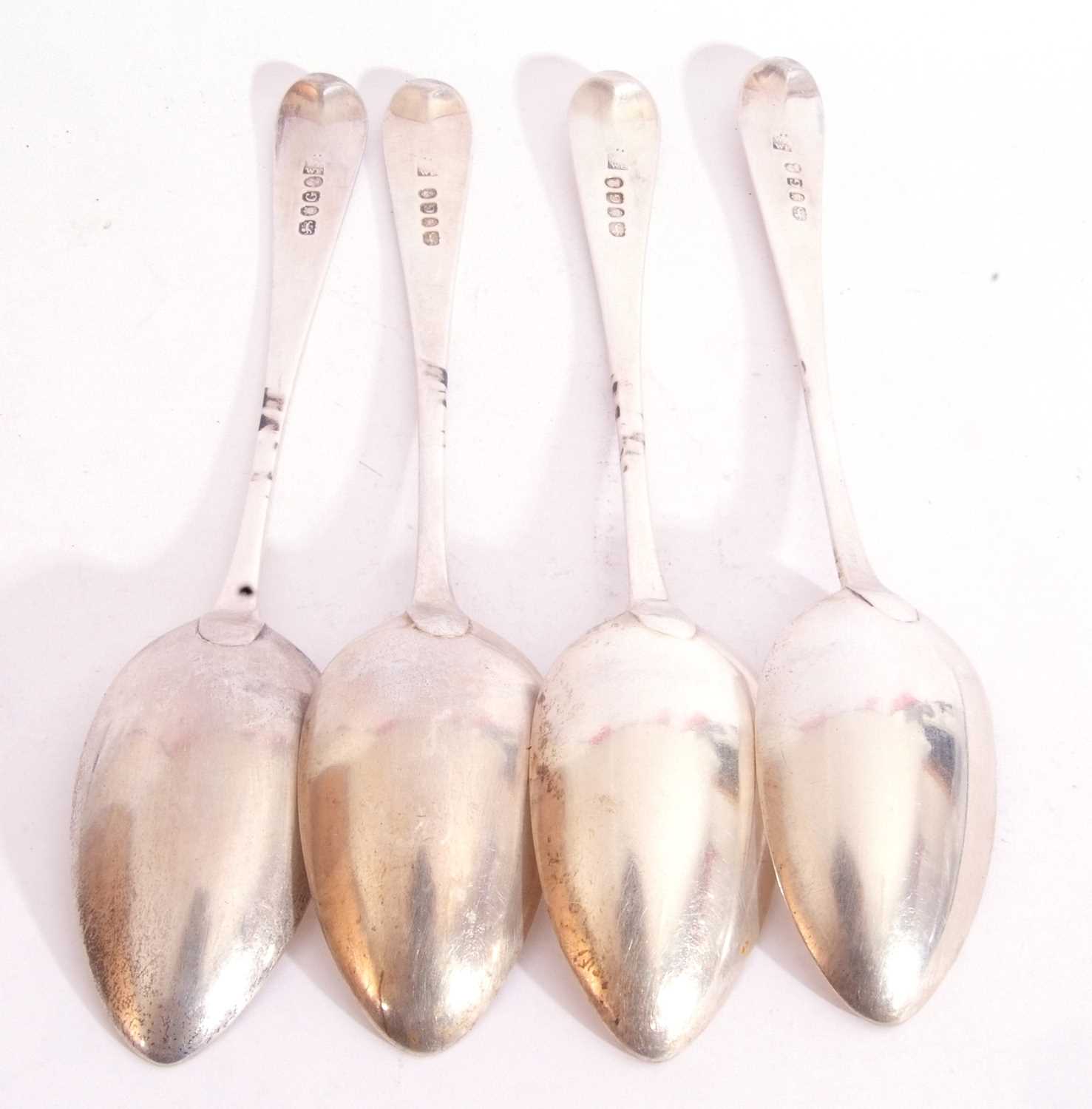 Set of four Georgian Old English table spoons engraved with family monogram, London 1802, maker's - Image 6 of 7