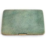 Antique shagreen and brass cigarette case, 11 x 8.5cm