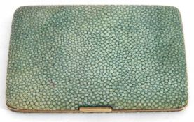 Antique shagreen and brass cigarette case, 11 x 8.5cm