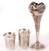Mixed Lot: two Russian silver vodka cups, fully marked and dated 1875 and 1893, together with a