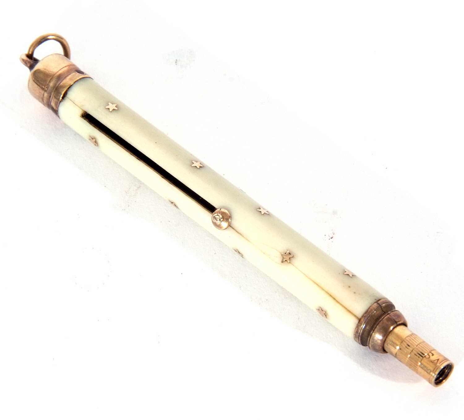 Mixed Lot:: Three gold plated small propelling pencils, the first of plain cylindrical form, stamped - Image 7 of 7