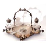 Mid/late Victorian period electro-plated strawberry stand of quatrefoil design with arched wire work