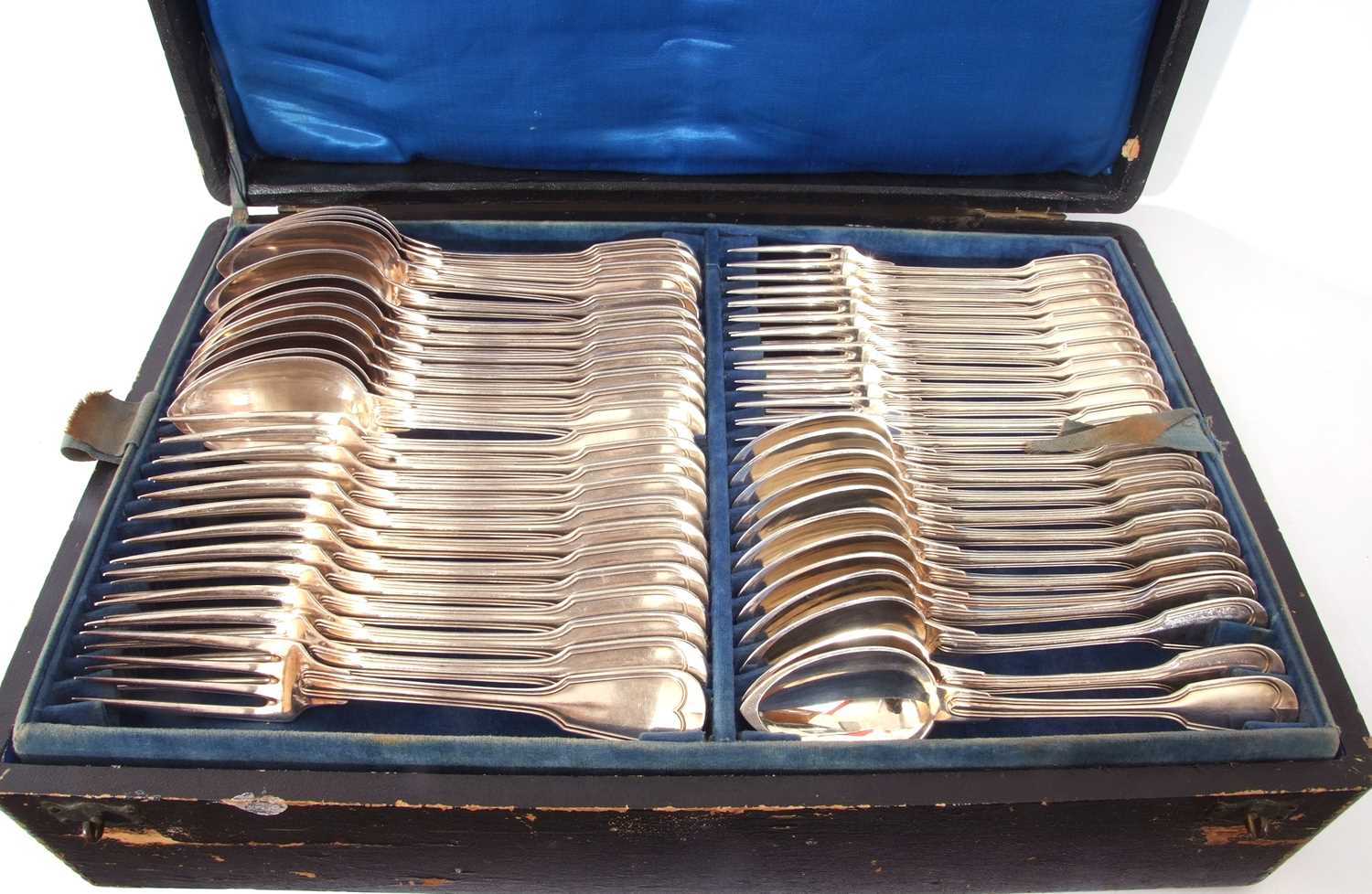 Cased set of Victorian period French silver plated flatwares by Christofle in double struck Fiddle - Image 2 of 6