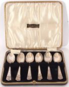 Cased set of six George V commemorative spoons, initialled 'GVR' and dated 1910-35, London 1935,