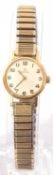 Ladies last quarter of 20th century gold plated and steel cased wrist watch having blued steel hands