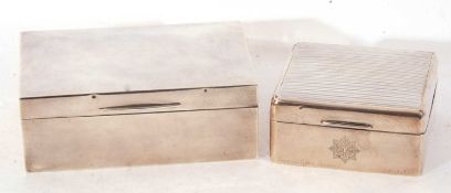 Mixed Lot: George VI silver table cigarette box of plain polished rectangular form, slight domed