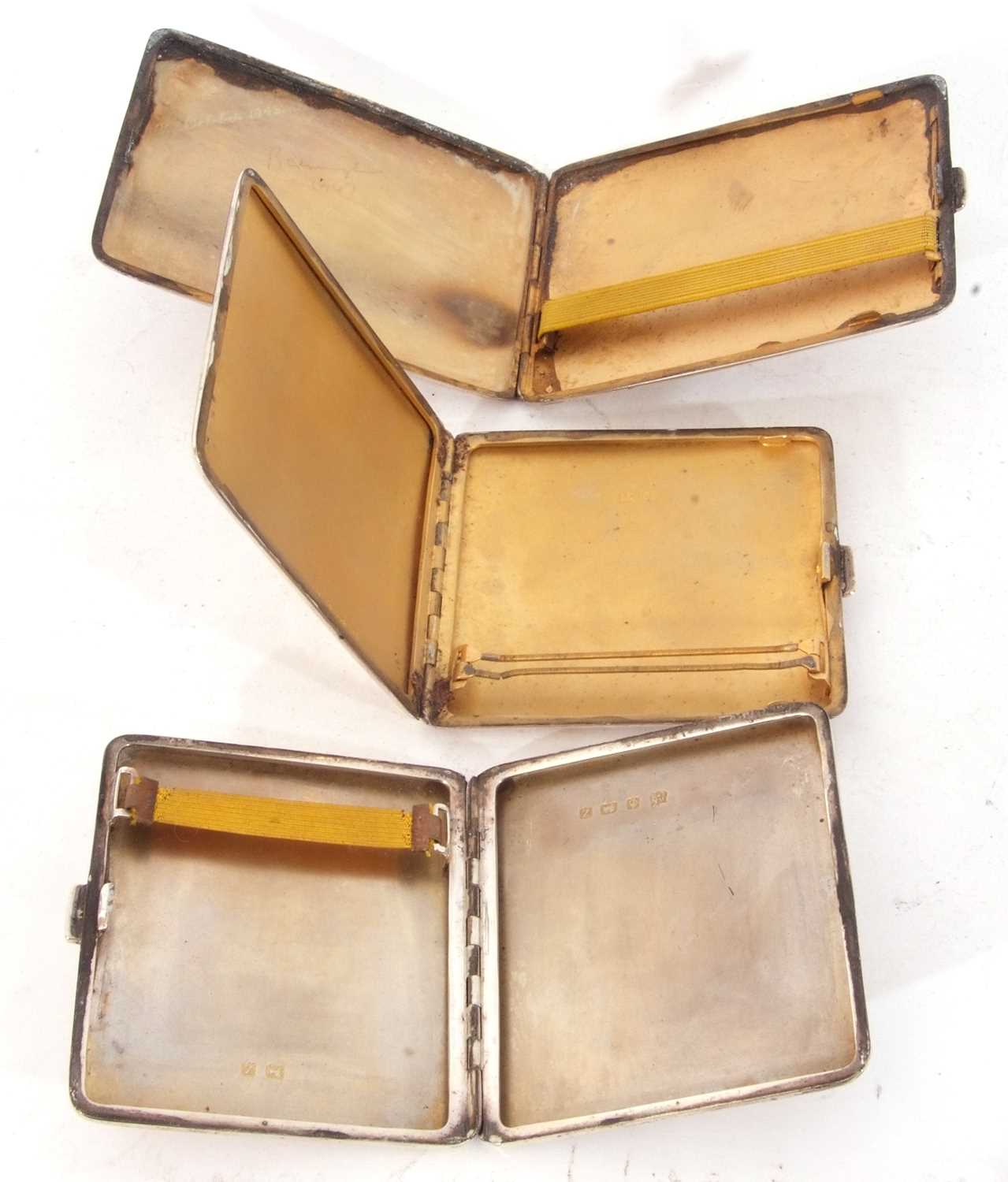 Mixed Lot: three silver cigarette cases, each engraved with initials, Birmingham 1924, 1933 and - Image 4 of 4