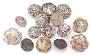 Mixed Lot to include twelve various hallmarked silver buttons and three white metal examples, 75gms