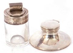 Mixed Lot: small silver capstan inkwell, Birmingham 1939, S Blanckensee & Son Ltd, (loaded),