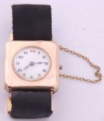 Ladies first quarter of 20th century 9ct gold cased wrist watch, having circular masked dial with