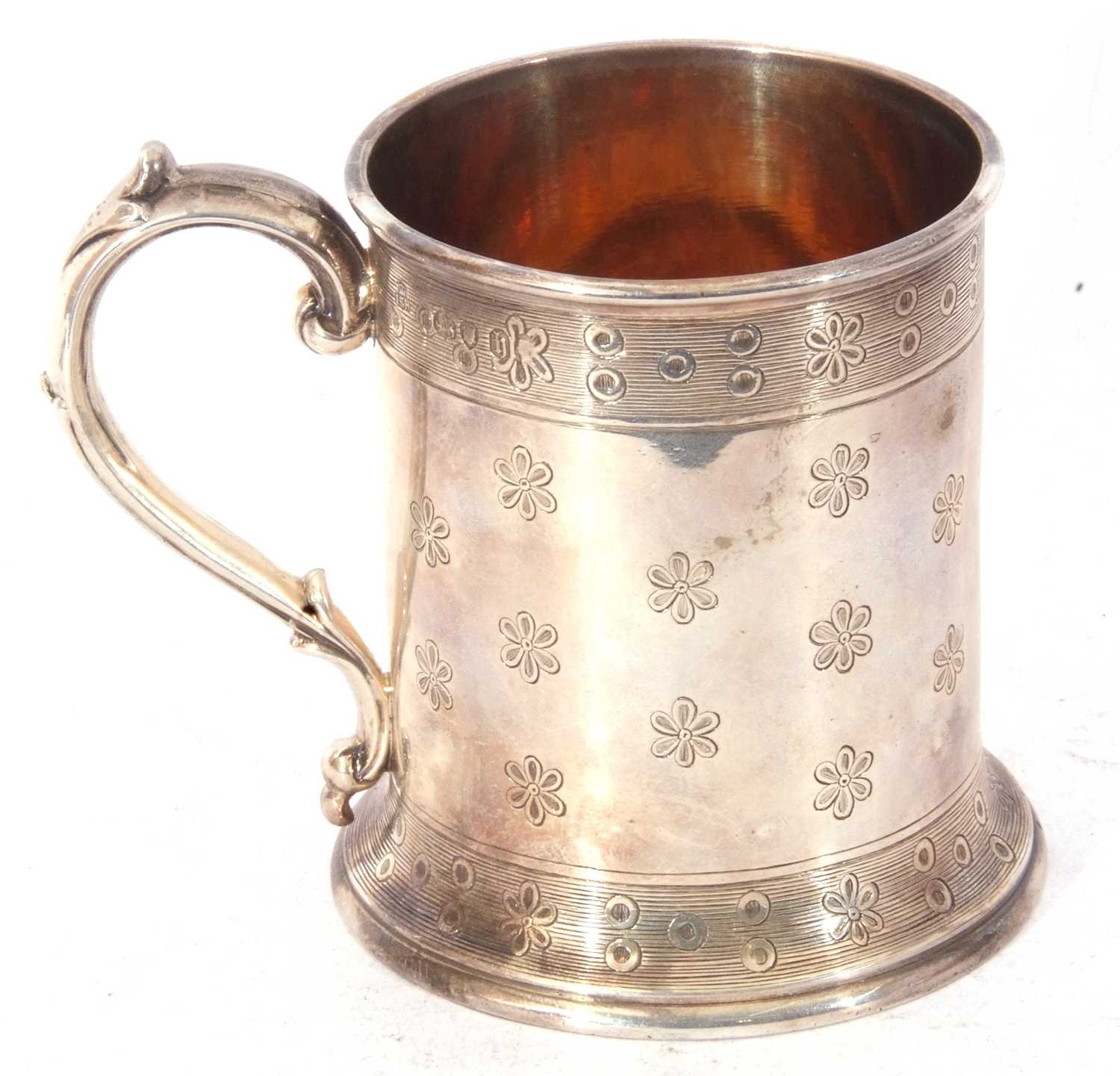 Cased Victorian silver four-piece christening set comprising a mug, makers mark John Samuel Hunt, - Image 10 of 12