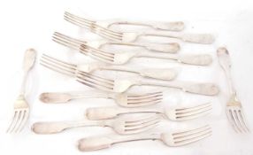 Mixed Lot: set of six Victorian Fiddle pattern table forks, Sheffield 1897, John Round & Son Ltd,