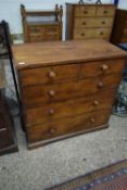 LATE VICTORIAN ELM FIVE DRAWER CHEST WITH TURNED KNOB HANDLES, 100CM WIDE