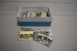 SHOE BOX CONTAINING POSTCARDS