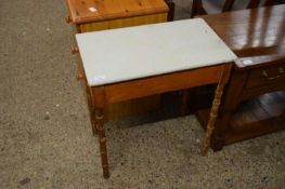 SMALL 19TH CENTURY PINE SIDE TABLE WITH FAUX BAMBOO LEGS AND PAINTED TOP, 59CM WIDE