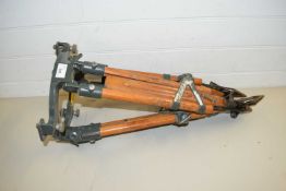ADJUSTABLE WOODEN INSTRUMENT STAND, PRESUMABLY FOR A LARGE COMPASS OR THEODOLITE