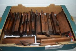 BOX OF VARIOUS VINTAGE WOODEN MOULDING PLANES