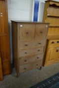 HEALS OF LONDON LIMED OAK TALLBOY CABINET WITH TWO DOORS AND FOUR DRAWERS, 81CM WIDE