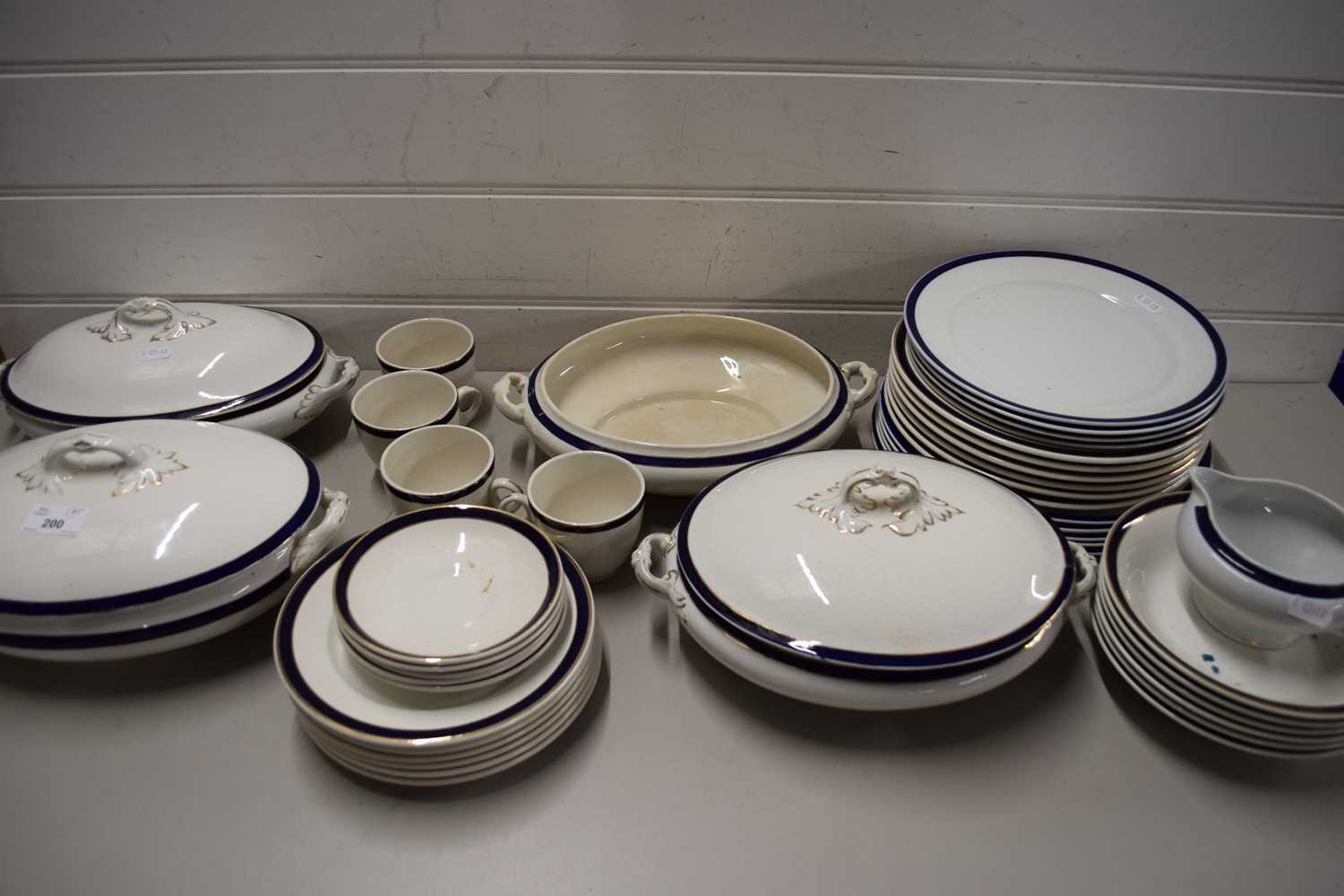 QUANTITY OF WEATHERBY BLUE AND GILT DECORATED DINNER WARES