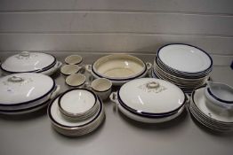 QUANTITY OF WEATHERBY BLUE AND GILT DECORATED DINNER WARES