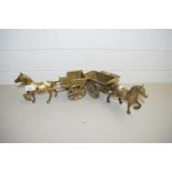 TWO BRASS HORSES AND CARTS