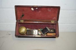 SMALL BOX CONTAINING CIGARETTE LIGHTERS, BASE METAL WATCH CASE AND OTHER ITEMS