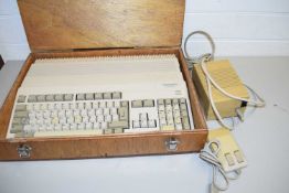 VINTAGE COMMODORE A500+ OMEGA COMPUTER WITH WOODEN TRAVEL CASE
