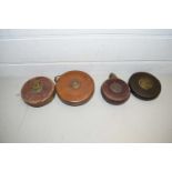 BOX OF LEATHER MOUNTED TAPE MEASURES
