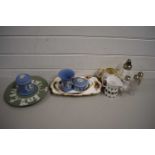 MIXED LOT VARIOUS WEDGWOOD JASPERWARES, ROYAL ALBERT PIN DISHES, VARIOUS CONDIMENT POTS AND OTHER