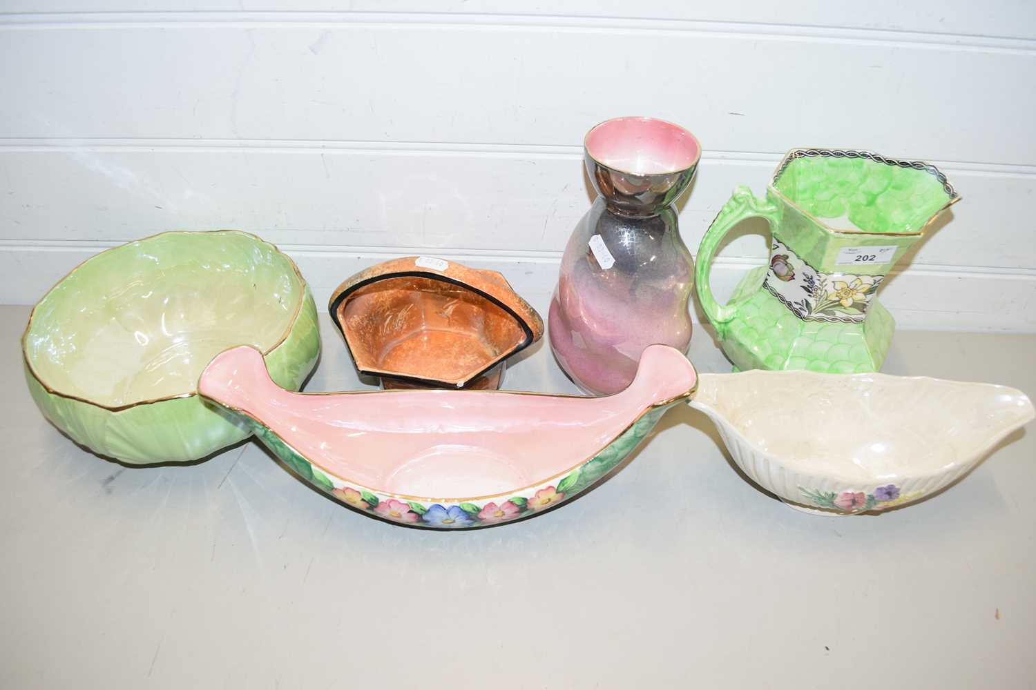 COLLECTION OF VARIOUS MALING LUSTRE FINISH BOWLS, JUGS, VASE ETC (6)