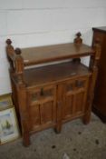 LATE 19TH/EARLY 20TH CENTURY OAK ECCLESIASTICAL STYLE SIDE CABINET WITH TWO DROP DOWN DOORS